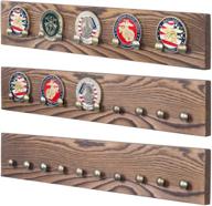 🔲 set of 3 brown wood wall mounted coin & casino chip display rack by mygift логотип