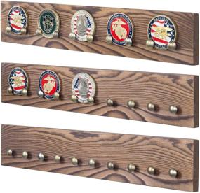 img 4 attached to 🔲 Set of 3 Brown Wood Wall Mounted Coin & Casino Chip Display Rack by MyGift