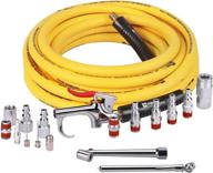 wynnsky 18-piece air compressor accessories set with 3/8 inch × 25 feet hybrid air hose, 1/4 inch npt male threads, quick connect air fittings, blow gun kit, air chuck, and tire gauge logo