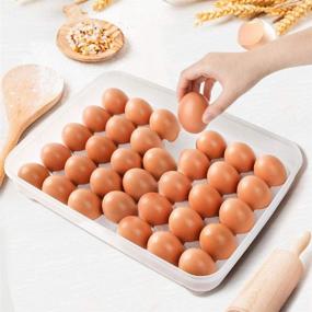 img 2 attached to 🥚 HANSGO Egg Holder for Refrigerator: Deviled Egg Tray Carrier with Lid, Stackable & Dispenser Fridge Egg Storage Container - 34 Egg Box