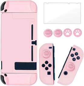 img 4 attached to 📱 BRHE Dockable Switch Protective Case Cover with Glass Screen Protector - Pink: Anti-Scratch, Shock-Absorption Grip