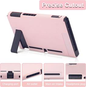 img 3 attached to 📱 BRHE Dockable Switch Protective Case Cover with Glass Screen Protector - Pink: Anti-Scratch, Shock-Absorption Grip