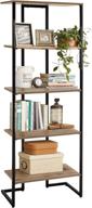 📚 linsy home 5-tier ladder bookcase - rustic oak finished display shelf for bedroom & living room storage logo