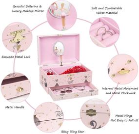 img 3 attached to 🎵 EFUBaby Jewelry Box for Girls: Music Box Girls & Unicorn Necklace and Bracelet Jewelry Boxes with Spinning Ballerina & Drawer - Musical Jewelry Boxes for Girls - Birthday Gift