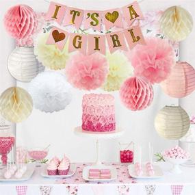 img 3 attached to 👶 Baby Shower Party Decorations Kit for Girls - It's A Girl Banner, Tissue Paper Pompoms, Lanterns, Honeycomb Balls - It's A Girl Baby Shower Decorations
