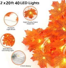 img 2 attached to 🍁 2PACK Maple Leaf String Lights Fall Garland Decoration for Indoor Outdoor Patio Wedding Garden Halloween Thanksgiving Christmas Party