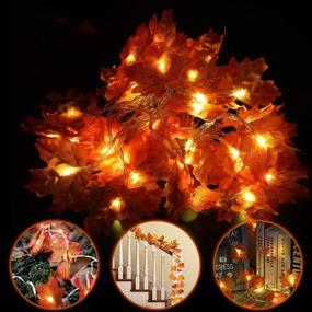 img 4 attached to 🍁 2PACK Maple Leaf String Lights Fall Garland Decoration for Indoor Outdoor Patio Wedding Garden Halloween Thanksgiving Christmas Party