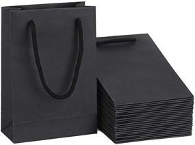 img 4 attached to 50-Pack Black Gift Bags with Cotton Handle, driew Black Party Gift Bags - 5x2x7.5 inches