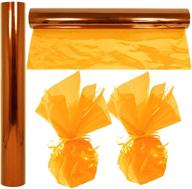 🎁 рулон целлофановой пленки - золотой, длиной 100 футов и шириной 16 дюймов, толщиной 2.3 миллиметра - прозрачный золотистый для подарков, корзин, угощений - целлофановая упаковочная бумага для яркого декора из целлофана, золотой вечеринки от anapoliz. логотип