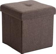 🪑 simplify linen folding ottoman: multipurpose toy box chest, tufted padded bench, foot rest, stool – single, espresso logo