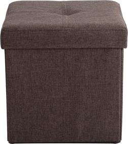 img 3 attached to 🪑 Simplify Linen Folding Ottoman: Multipurpose Toy Box Chest, Tufted Padded Bench, Foot Rest, Stool – Single, Espresso