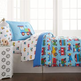 img 2 attached to ✈️ Wildkin Kids 100% Cotton Full Comforter: Lightweight Bedding Set with Pillow Shams - Trains, Planes & Trucks Theme, Fits Standard Full Mattress