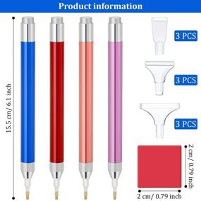 img 3 attached to 🖌️ 5D бриллиантовая живопись светодиодной ручкой - набор из 4 аксессуаров для бриллиантовой живописи с 20 клеем для живописи и 9 головками ручек - идеально для рукоделия - розовый, золотой, синий, красный
