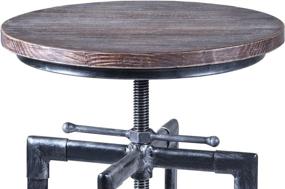 img 3 attached to 🪑 Concord Adjustable Barstool with Pine Wood Seat and Industrial Grey Metal Finish by Armen Living