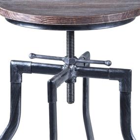 img 2 attached to 🪑 Concord Adjustable Barstool with Pine Wood Seat and Industrial Grey Metal Finish by Armen Living