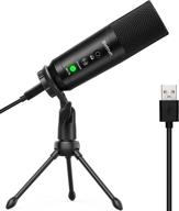 usb computer microphone with mute/3.5mm headphone jack | 24-bit plug and play metal cardioid condenser streaming mic for mac and windows | laptop, desktop, zoom meeting, youtube, recording, skype logo