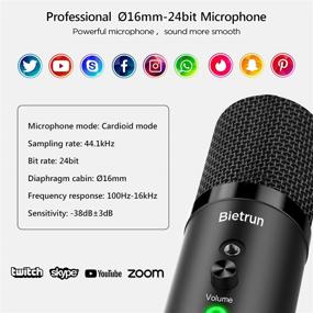 img 1 attached to USB Computer Microphone with Mute/3.5mm Headphone Jack | 24-bit Plug and Play Metal Cardioid Condenser Streaming Mic for Mac and Windows | Laptop, Desktop, Zoom Meeting, YouTube, Recording, Skype