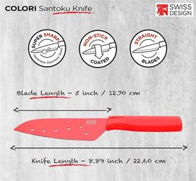 img 1 attached to 🔪 Красный нож Kuhn Rikon Colori Santoku - 5 дюймов / 12,70 см лезвие с защитным ножнами