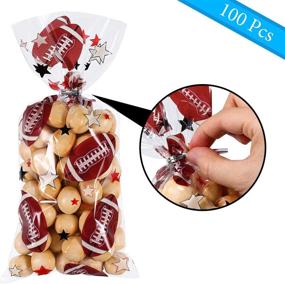 img 2 attached to 🏈 Blulu 100 Football Cellophane Bags for Treats | Heat Sealable Football Candy Bags | Football Party Goody Bags with 100 Silver Twist Ties | Ideal for Football Party Favors