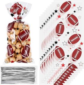 img 4 attached to 🏈 Blulu 100 Football Cellophane Bags for Treats | Heat Sealable Football Candy Bags | Football Party Goody Bags with 100 Silver Twist Ties | Ideal for Football Party Favors