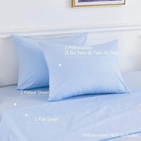 img 1 attached to 🛏️ Aqua Blue Twin Bed Sheets Set: Hypoallergenic & Breathable Nature Cotton Bedding - Ideal for Kids