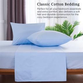 img 2 attached to 🛏️ Aqua Blue Twin Bed Sheets Set: Hypoallergenic & Breathable Nature Cotton Bedding - Ideal for Kids