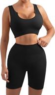 euyzou womens ribbed workout outfits logo