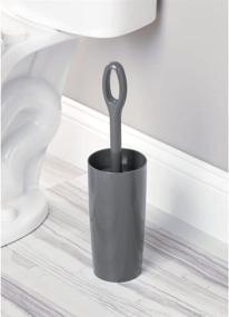 img 3 attached to 🚽 mDesign Freestanding Plastic Toilet Bowl Brush and Holder - Compact, Space Saving Bathroom Storage and Organization - Sturdy, Deep Cleaning - Charcoal Gray