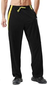 img 3 attached to ZEROWELL Men’s Athletic Sweatpants: Lightweight, Open Bottom with Zipper Pockets - Perfect for Workout, Running, Gym, Training