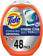 🌈 tide hygienic clean heavy 10x duty power pods laundry detergent pacs, original – 48 count: banishing both visible and invisible dirt! logo