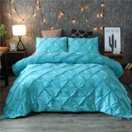 🛏️ feelyou aqua blue pinch pleated duvet cover set - luxury twin bedding with pintuck tufted design, microfiber polyester material - includes 1 pillow sham, 2-piece comforter cover set logo