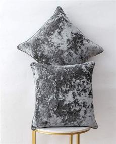 img 3 attached to 🛋️ 2-Pack Luxury Crushed Velvet Grey Throw Pillow Covers - 18"x 18" Square Plush Pillowcases for Sofa, Couch, Chair - Decorative Cushion Cover for Bedroom, Living Room, Car