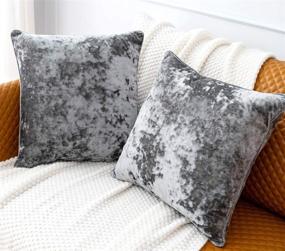 img 4 attached to 🛋️ 2-Pack Luxury Crushed Velvet Grey Throw Pillow Covers - 18"x 18" Square Plush Pillowcases for Sofa, Couch, Chair - Decorative Cushion Cover for Bedroom, Living Room, Car