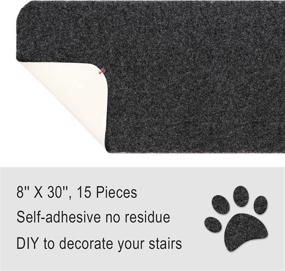 img 3 attached to MATAHUM Non-Slip Stair Treads Carpet for Wood Stairs - 15-Pack Indoor Covers (8''X30''), Ideal for Dogs, Elders, and Kids - Gray