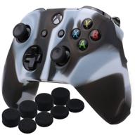 🎮 yorha silicone cover skin case for xbox one x & xbox one s controller - black white, with 8 pro thumb grips logo