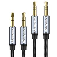 pack of 2, koopao 3.5mm aux cord - 3.5mm male to male auxiliary cord, 24k coating jack, nylon braided cord for headphones, cellphone, speaker, cars, mp3 mixer - compatible with iphone, ipad, ipod, mac - 3.28ft logo