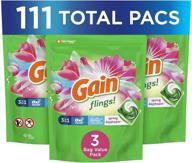 🌸 get fresh and clean with gain flings 3-in-1 liquid laundry detergent pacs - spring daydream scent, 3 bag value pack - 111 count, he compatible logo