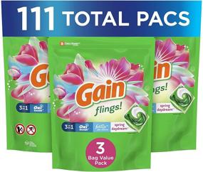 img 4 attached to 🌸 Get Fresh and Clean with Gain Flings 3-in-1 Liquid Laundry Detergent Pacs - Spring Daydream Scent, 3 Bag Value Pack - 111 Count, HE Compatible