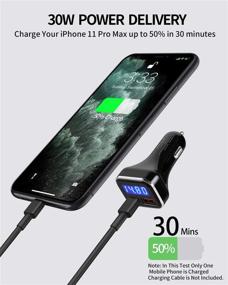 img 3 attached to ⚡ Усовершенствованный адаптер USB C для автомобиля: 30W поддержка быстрой зарядки с отображением напряжения, поддержка PD и QC, монитор батареи - совместим с iPhone 12, Galaxy, Pixel.