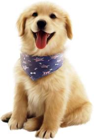 img 1 attached to 🐶 Washable Dog Bandanas: American Flag Square Design for a Patriotic Independence Day Dog Collar - TinaWood Blue