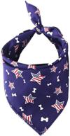 🐶 washable dog bandanas: american flag square design for a patriotic independence day dog collar - tinawood blue logo