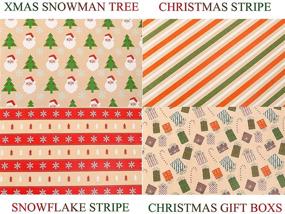 img 1 attached to 🎁 U'COVER Christmas Wrapping Paper Jumbo Rolls for Boys Girls Kids Baby Xmas Gifts | Kraft Paper 4Style - Christmas Tree, Santa, Snowman, Snowflake Stripe Gift Wrap | 23.6×96inch/roll - 64sq.ft.ttl