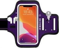 jemache purple iphone armband with airpods holder - water resistant gym running arm band for iphone 13 pro, 12 pro, 11 pro, x, xs logo