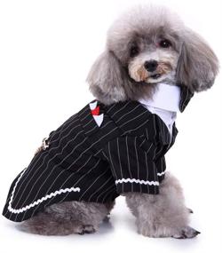 img 2 attached to Bonaweite Dog Black Suit Costume with Bow Tie - Pet Halloween Costume for Small Medium Large Puppy Dogs and Cats - Formal Boston Tuxedo Shirt, Dark Bride Costume, Prince Wedding Clothes