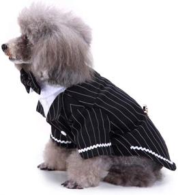 img 1 attached to Bonaweite Dog Black Suit Costume with Bow Tie - Pet Halloween Costume for Small Medium Large Puppy Dogs and Cats - Formal Boston Tuxedo Shirt, Dark Bride Costume, Prince Wedding Clothes