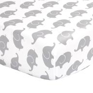 🐘 premium grey elephant fitted crib sheet - 100% cotton baby girl and boy jungle animal theme nursery and toddler bedding - buy now! logo