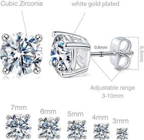 img 2 attached to GEMSME 18K White Gold Plated Stud Earrings 👂 Set - Pack of 5, Round Clear Cubic Zirconia
