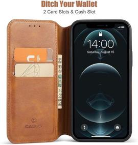 img 1 attached to Casus Logo View Compatible With IPhone 12 Pro Max Wallet Case Slim Magnetic Flip Cover Faux Leather With Card Holder Slot Thin Kickstand (2020) 6