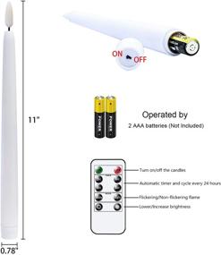 img 3 attached to 🕯️ DRomance 11-дюймовые безпламенные конические свечи с батарейным питанием, дистанционным управлением, таймером и реалистичным 3D-эффектом пламени фитиля - светодиодные конические свечи с мерцающим воском для свадьбы, ужина, Хэллоуина, Рождества, праздников (белые).