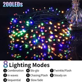 img 3 attached to 🎄 Transform Your Holidays with 66ft Twinkle Fairy Lights - 200 LED String Lights with 8 Modes, Perfect for Xmas Tree Party Yard Garden Decorations (Multicolor)